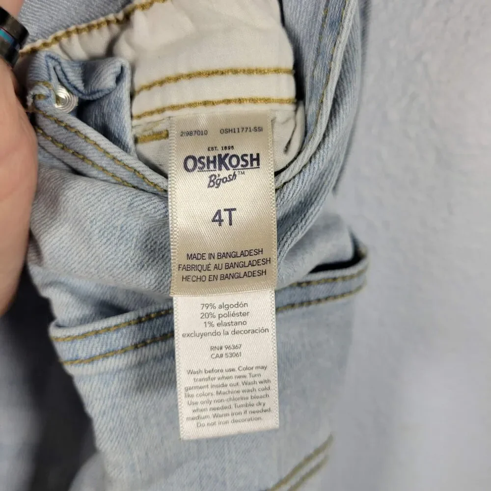 OshKosh B'Gosh Toddler Denim Overalls 4T Light Wash Vestbak Classic Americana